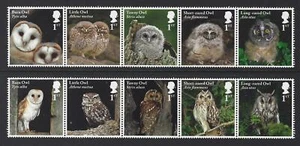 GREAT BRITAIN 2018 OWLS SET OF 10 IN TWO STRIPS UNMOUNTED MINT,MNH - Picture 1 of 1