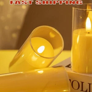 Acrylic Pillar Candles Battery Operated Flickering Candles for Home Decoration - Picture 1 of 20