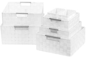 7-Pack Storage Box Set for Closet & Shelves - Woven Fabric Basket Organizer Bins