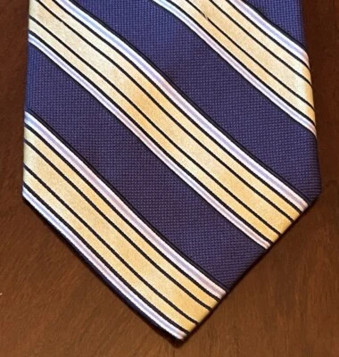 Corbata de cuello Grant Thomas azul dorado 100 % seda para hombre hecha en China Foto 1 de 4