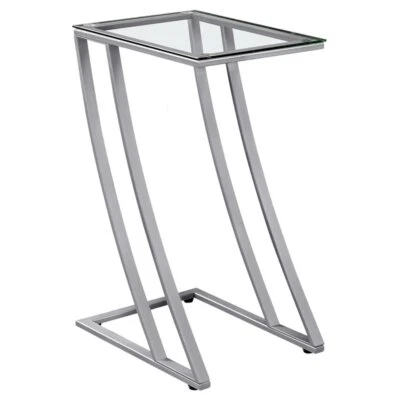 Accent Table C-shaped End Side Snack Living Room Bedroom Metal Grey - Image 1 of 4