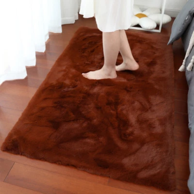 Faux Rabbit Fur Area Rug Carpet fluffy Rug Machine Washable Chair Couch Cover - Image 1 of 4
