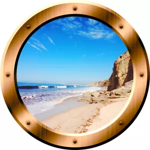 Calcomanía de pared VWAQ Beach Porthole 3D Ocean pelar y pegar decoración - Imagen 1 de 2