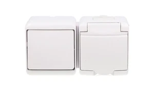 JUNIOR Single-pole switch + hermetic socket (white flap) white IP54 WGHH- /T2UK - Afbeelding 1 van 1