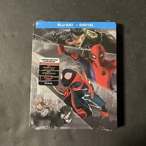 Steelbook Spider-man 4 Films: Venom,Homecoming, Far From Home & 1 Damaged Sealed - Picture 1 of 2