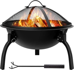 Portable Outdoor Burning Fire Pit Mesh Bowl Outside Backyard Camping Fireplace - Picture 1 of 7