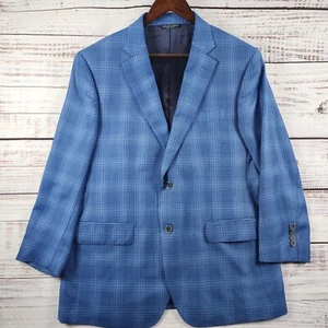 Saks Fifth Ave Zegna Traveller Karo Wolle Seide Blazer 44R Modern Fit Blau ZJM003 - Bild 1 von 9