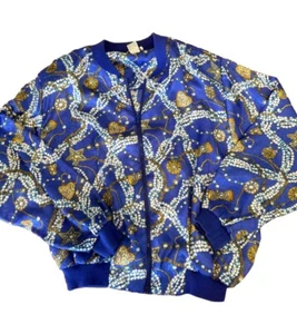 Giacca bomber vintage raso anni 80 nonna retrò pista funky viola oro media grande - Foto 1 di 5