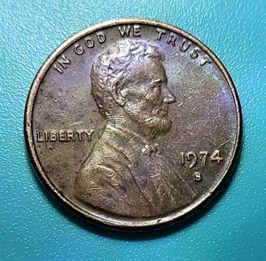 1974-S Lincoln Cent with S over S Mintmark & Column Errors 3.10g - Picture 1 of 12