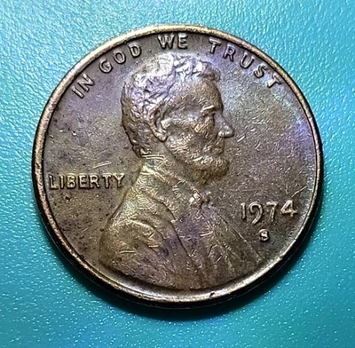 1974-S Lincoln Cent with S over S Mintmark & Column Errors 3.10g - Image 1 of 4
