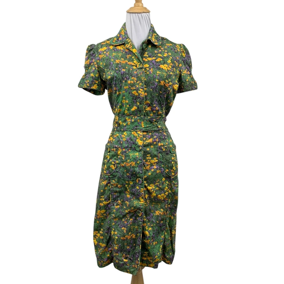 Vestido Paul Smith Mujer S Pequeño Jardín Botón Frontal Manga Abullonada Bolsillo Funda Foto 1 de 4