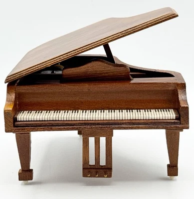 Caja de música de madera para piano de cola Shackman de colección casa de muñecas muebles en miniatura funciona Foto 1 de 4