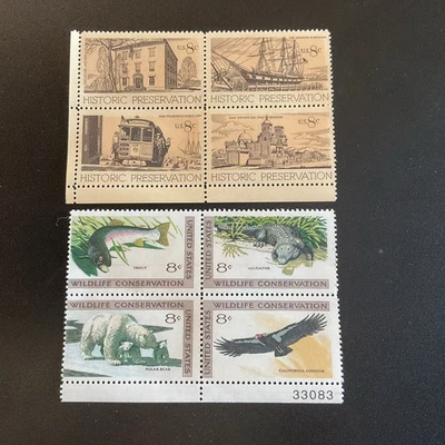 US Scott Wildlife & otherHistoric Preservation - MNH - 1971 Issue -2 Blocks of 4 - Image 1 of 3