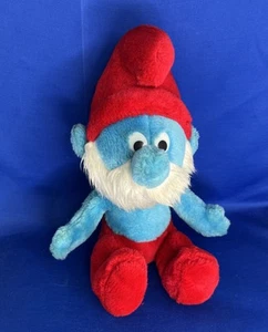 Papa SMURF Vintage - 1979 - Peyo Wallace Berrie - Stuffed Animal Plush Toy 10” - Picture 1 of 10