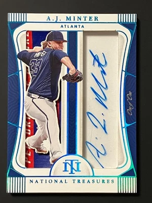 2022 National Treasures AJ MINTER Jumbo Gear Signatures Laundry Tag 1/1 Braves - Image 1 of 3