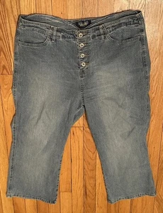 Angels Jeans Medium Wash Y2K Button Fly Wide Leg Caprijeans Gr. 18 - Bild 1 von 10