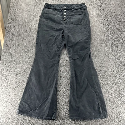 Pantalón para mujer American Eagle Outfitters 14 negro pana chino acampanado tiro alto Foto 1 de 4