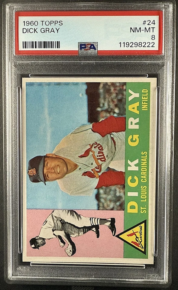 1960 Topps Baseball (lote de 12) #24 Dick Grey #45 Roy Mcmillan PSA 8 casi nuevo como nuevo Foto 1 de 4