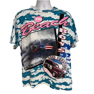 VTG Beach Boys Good Vibrations AOP Single Stitch Graphic Tshirt Sz XL Brockum 93 - Picture 1 of 15