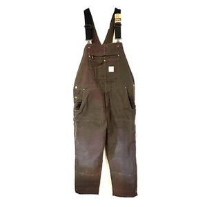 Carhartt Men's Size Large Washed Duck Insulated Bib Overall Brown OR4031-M NWT - Picture 1 of 18