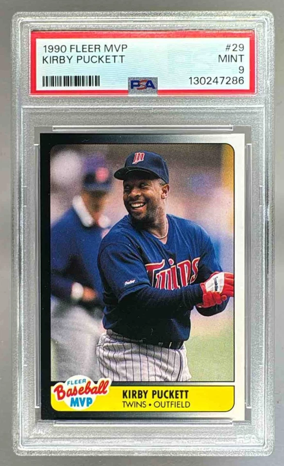 130247286 Kirby Puckett 1990 Fleer Baseball MVP #29 PSA 9 - Image 1 of 3
