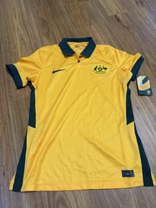 Nike Australia Socceroos 2020 Home Jersey M Yellow Green Dri-Fit BNWT - Foto 1 di 5