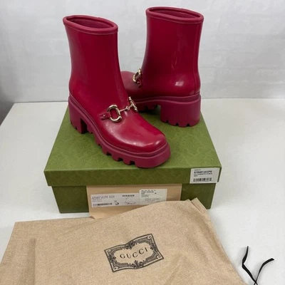 Gucci Horsebit Botines de Goma Rosa Petunia Talla 38 (US 8) NUEVOS CON Caja Foto 1 de 4