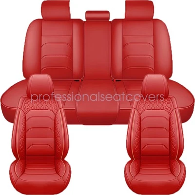 For Cadillac car Seat Cover 5-Seat Full Set Leather Front & Rear Protector Red Foto 1 de 4