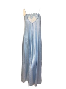 Vintage Rene' blau Dessous Nachthemd Blumen Spitzenbesatz Small Petite Y2K - Bild 1 von 9