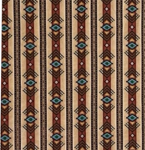 VTG Aztec Southwest Fabric Turqoise Brown Stripe Cranston Cotton 33"L x 44.5" - Picture 1 of 4