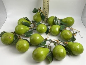 Vintage Birnen 10er Set Weihnachtsschmuck Kunststoff Blätter 3" leicht - Bild 1 von 7