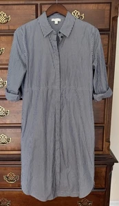 COS Shirt Dress Size 8 Blue white stripe pockets collar 100% cotton casual - Picture 1 of 5