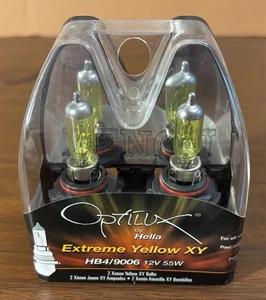 Hella H71070602 Optilux XY Series Extreme Yellow HB4 9006 Xenon Halogen Bulbs - Picture 1 of 4
