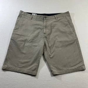 Volcom Corpo Class Khaki Flat Front Chino Shorts Men's Size 38 Skater 10” Inseam - Picture 1 of 8