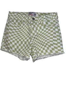 Abercrombie Kids Girls’ Mid-Rise Midi Shorts, Green & White Check, Size 13-14 - Picture 1 of 7