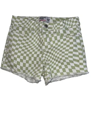 Abercrombie Kids Girls’ Mid-Rise Midi Shorts, Green & White Check,  Size 13-14 - Image 1 of 4