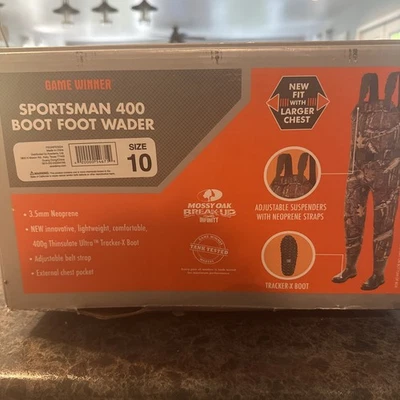 New Men's Game Winner Sportsman 400 Boot Foot Wader Size 10 - Image 1 of 4