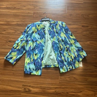 Blazer Worthington Floral Mujer Talla 16 Abierto Traje Chaqueta Negocios Boda Foto 1 de 3