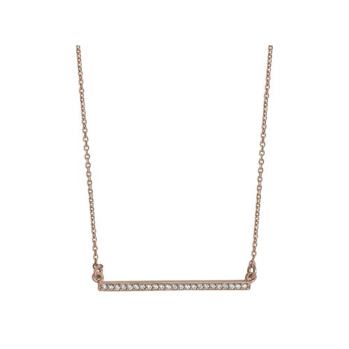 Argento Sterling Con Oro Rosa Placcatura Bianco Zirconia Barra Collana - Catena - Immagine 1 di 1