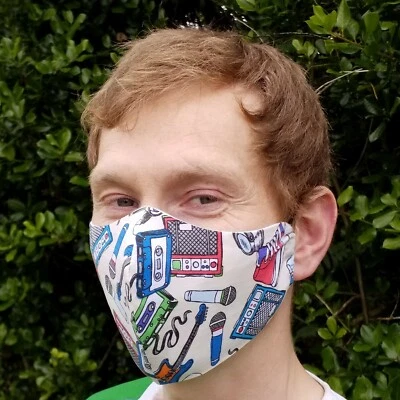 Adults Reusable Funky Retro 80's 100% Cotton Face Mask Optional PM2.5 Filters - Image 1 of 4