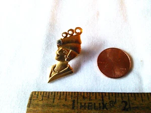 VINTAGE "JJ" Elegant Art Deco Style Matte Gold-tone Lady's Head Pin Stone Accent - Picture 1 of 3