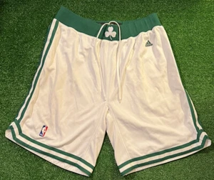 Vintage Authentic Boston Celtics Green White Sewn AdIdAs shorts 38 Gem Mint - Picture 1 of 3