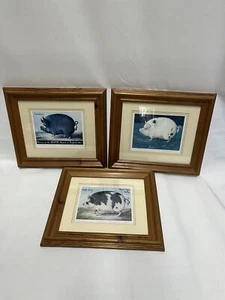 3 Jenny Blincow Pigs Framed Prints Signed/Numbered 1990 A Lovely Set! - Picture 1 of 9