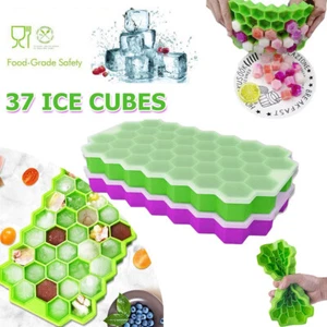 37 Grids Silicone Ice Cube tray Honeycomb Trays Silicone Bar Whiskey With Lid - Picture 1 of 21