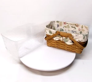 Longaberger Double Swing Handled Basket Botanical Liner & Protector 2006 Read - Picture 1 of 20