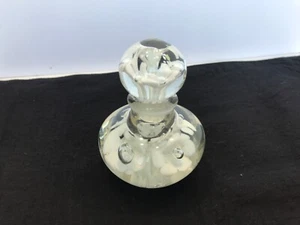 Vtg Joe St. Clair Art Glass Perfume Bottle White Flowers Paper Weight........a7 - Picture 1 of 8
