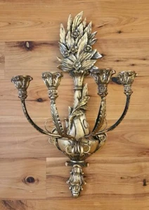 Vintage Rokoko französischer Stil Gold 4-armiger Kandelaber Wandleuchte, Harz, EUC - Bild 1 von 7
