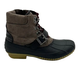 Tommy Hilfiger Womens Duck Ankle Boot Size 8M Zip Faux Suede Buckle Leather Sole - Picture 1 of 12