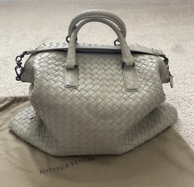 BOTTEGA VENETA Intrecciato Convertible Satchel Tote Shoulder Leather Bag Sterlin - Image 1 of 4