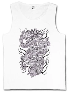 CHINESE TATTOO DRAGON III GYM TANK TOP FITNESS Asia Drache Oldschool Rockabilly - Picture 1 of 2